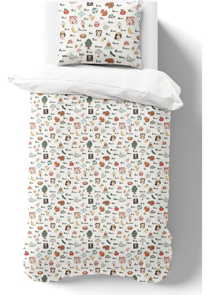 Organik Tek Kişilik Nevresim Takımı (160X220) - Eğlenceli Kelimeler fiyatları