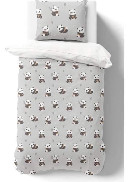 Organik Tek Kişilik Nevresim Takımı (160X220) - Sevimli Bambu Dostu Panda