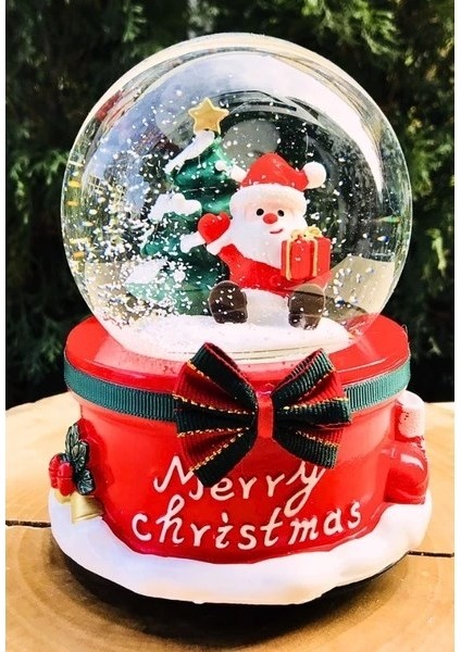 Yeni Yıl Noel Baba ve Çam Ağacı Temalı Kar Küresi 13 cm ışıklı Müzikli Yılbaşı Noel Baba Işıklı Müzikli Kar Küresi Dekoratif Hediye fiyatları