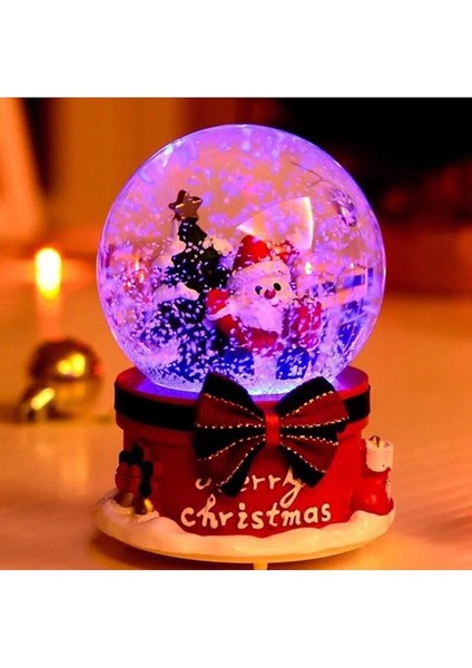 Yeni Yıl Noel Baba ve Çam Ağacı Temalı Kar Küresi 13 cm ışıklı Müzikli Yılbaşı Noel Baba Işıklı Müzikli Kar Küresi Dekoratif Hediye indirimleri