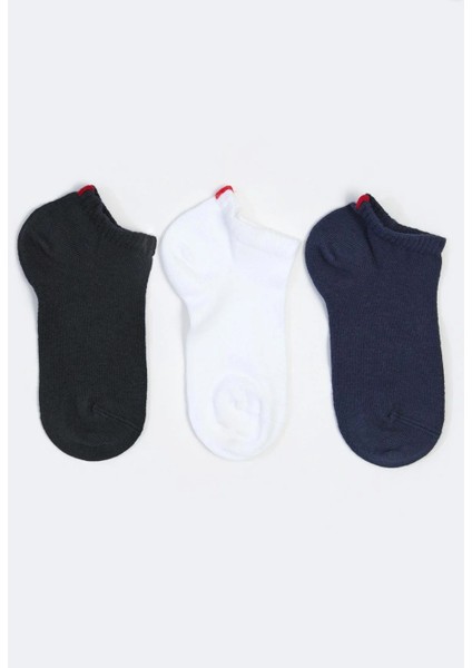 Run 3 Lü Çocuk Basic Patik Çorap Beyaz/lacivert/gri