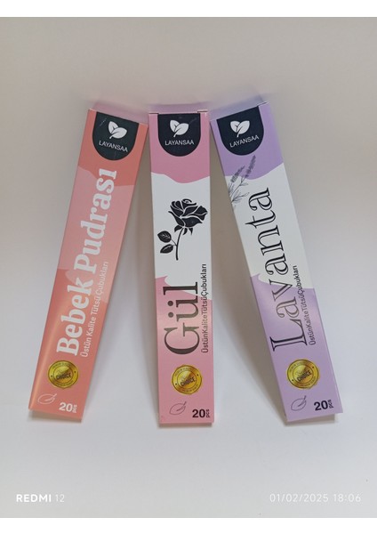 Çubuk Tütsü 60 Adet (3 Paket) Lavanta-Gül-Bebek Pudrası Oda Kokusuu