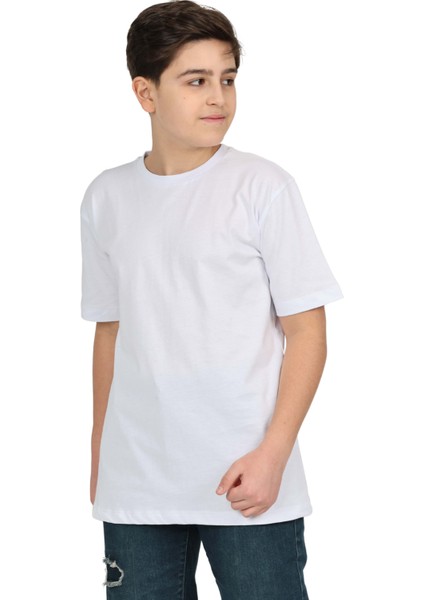 Erkek Çocuk Düz Kısa Kollu Casual-Okul Basic T-Shirt