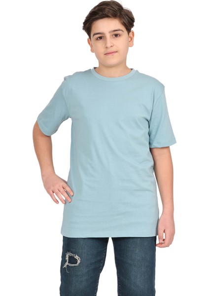 Erkek Çocuk Düz Kısa Kollu Casual-Okul Basic T-Shirt