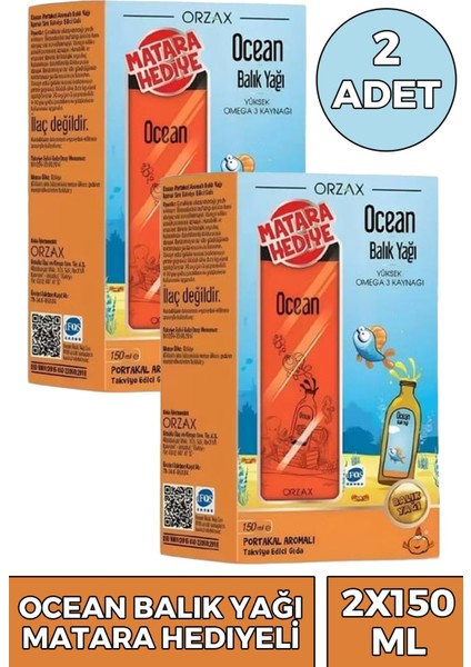Ocean Balık Yağı Portakal Aromalı Şurup 150 ml - Matara Hediyeli 2 Adet