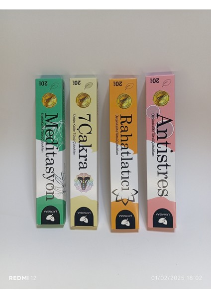 Çubuk Tütsü 80 Adet (7 Çakra- Meditasyon-Relaxing-Anti Srres) 4 Paket Tütsü Uyum, Sağlık, Bolluk Tütsüsü Oda Kokusu