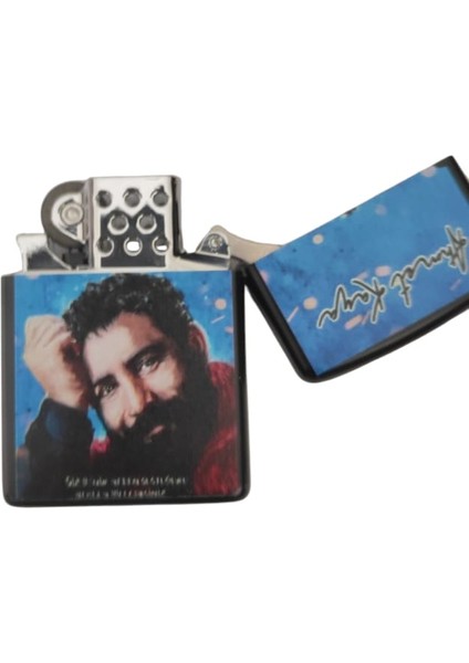 Ahmet Kaya Metal Siyah Gazlı Taşlı Çakmak MODEL042