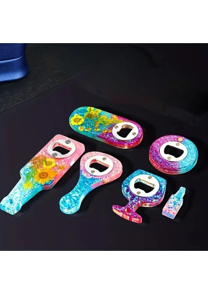 Epoksi Çoklu Şişe Açacak Kalıbı Silikon + Metal Aparat Seti modelleri