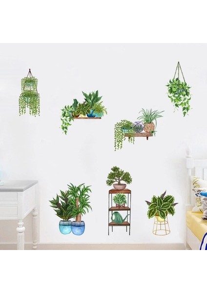Yeni Pratik Saksılı Çiçek Tasarımlı Yapışkanlı Sticker MC-480D modelleri