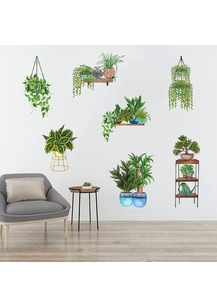 Yeni Pratik Saksılı Çiçek Tasarımlı Yapışkanlı Sticker MC-480D fırsatları