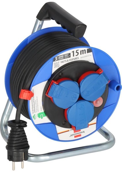 Garant Serisi H05RR-F 3g1,5 IP44 Lisanslı 3 Soketli 15 Metre Uzunluğa Sahip Makaralı Kablo