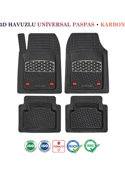 Alfa Romeo 156 1997-2007 Universal Derin Havuzlu Lüx Paspas Krom Karbon