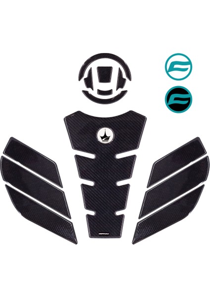 CF 250 SR 2023 ile Uyumlu Kaydırmaz 14 Parça 6D Karbon Tank Pad Seti GC15