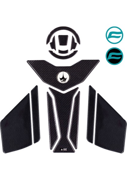 CF 450 SR 2024 ile Uyumlu Kaydırmaz 6D Karbon 15 Parça Tank Pad Seti GC16