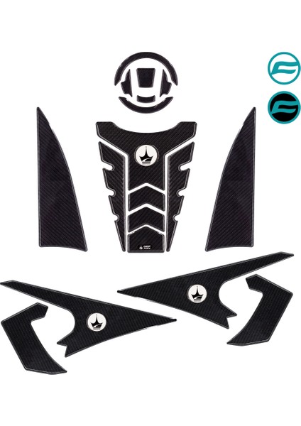 CF 450 NK 2024 ile Uyumlu Kaydırmaz 6D Karbon 21 Parça Tank Pad Seti GC18