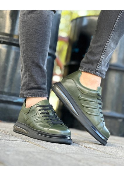 Green Tillew 0989 Hakiki Deri Erkek Sneaker Hakiyeşil