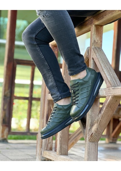 Green Tillew 0989 Hakiki Deri Erkek Sneaker Hakiyeşil fırsatları