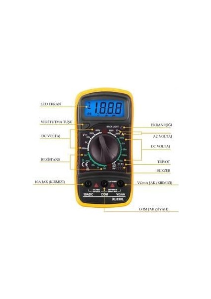 Dijital Multimetre- Avometre - Mini Ölçü Aleti - XL830L