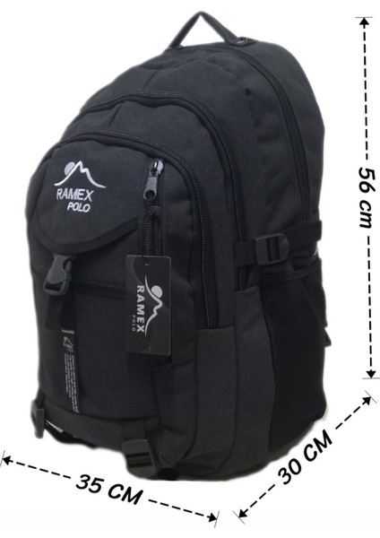 Ramex Polo Siyah (Füme) Outdoor Kanvas Kumaş Körüklü Büyük Boy Dağcı Sırt Çantası+Anahtarlık fırsatları