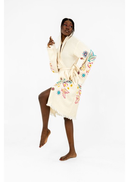 Elysia Taş Baskı Desenli Kimono/bornoz
