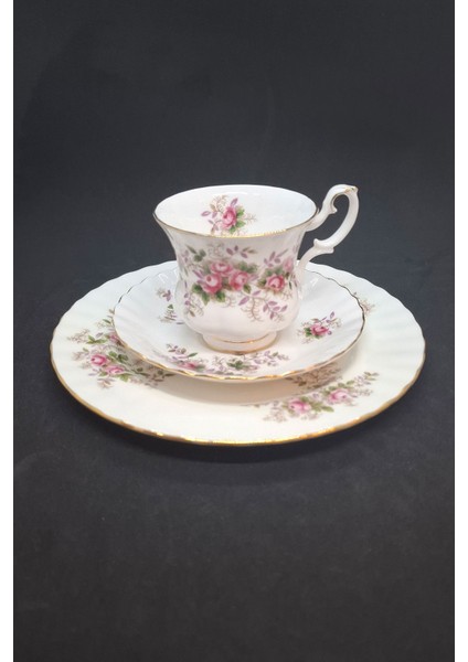 Lavender Rose Bone China Antika Duble Boy Kahve Fincanı 3 Parça 180 ml