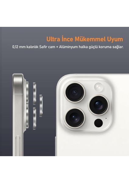 iPhone 16 Pro / iPhone 16 Pro Max Raze Metal Kamera Lens Koruyucu modelleri