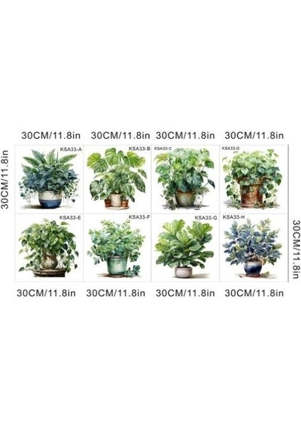 Pratik Saksılı Çiçek Tasarımlı 8li Sticker MC-480A