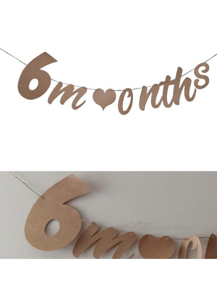 Elyazılı 6 Months Yarım Yaş Kraft Retro Banner Süs