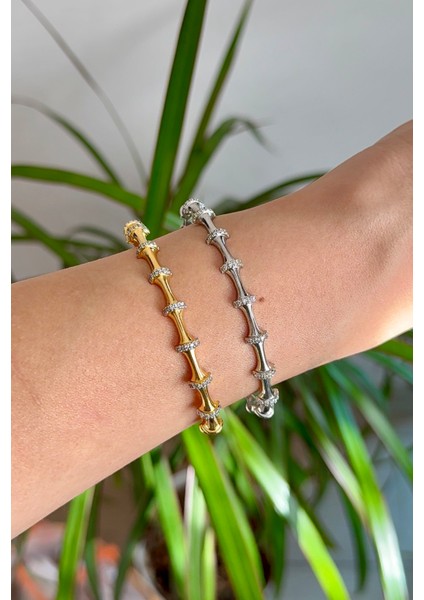 Ince Zirkon Taş Detaylı Kelepçe Bileklik fiyatları