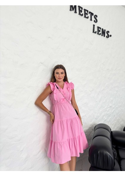 Pembe Fırfırlı Elbise