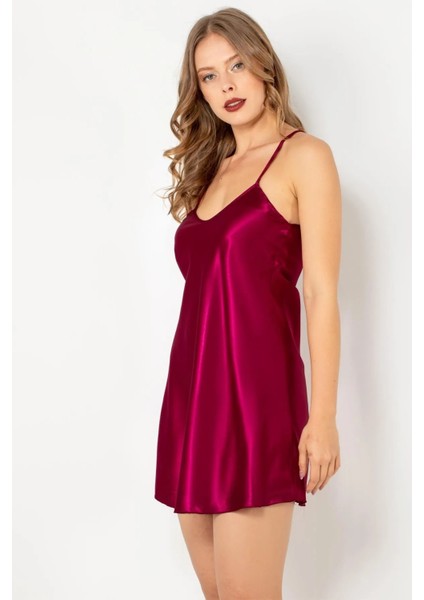 Faryanight Saten Ip Askılı Şık Mini Gecelik