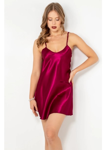 Faryanight Saten Ip Askılı Şık Mini Gecelik