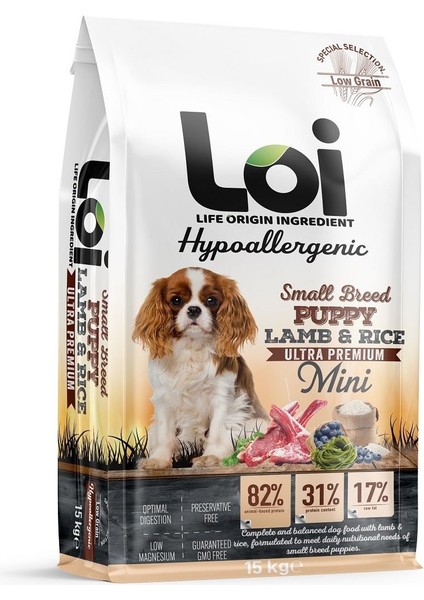 Yavru Mini Irk Kuzu Etli ve Pirinçli Köpek Maması 3 kg