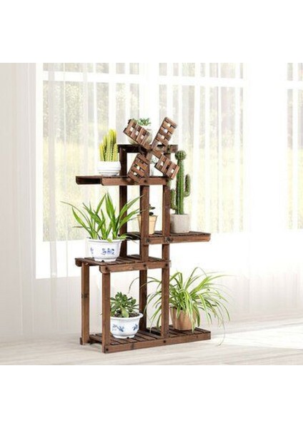 Eskitme Ceviz Rengi Ahşap Dekoratif Çiçeklik Saksılık Balkon Bahçe Standı Mobilyası Saksılık Raf fiyatları