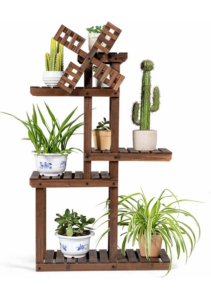 Eskitme Ceviz Rengi Ahşap Dekoratif Çiçeklik Saksılık Balkon Bahçe Standı Mobilyası Saksılık Raf fırsatları