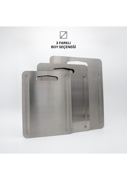KitchenPro Paslanmaz Çelik Kesme Tahtası (Küçük Boy - 23x30 Cm)