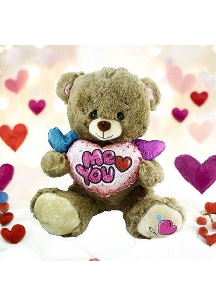Sevimli Kalpli Peluş Ayı (Me & Love )(30 Cm)