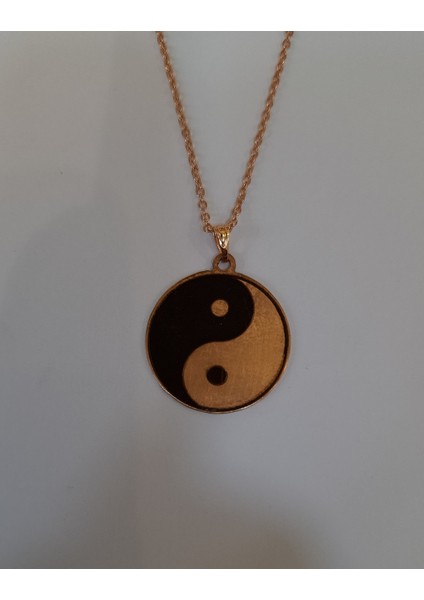 Ying Yang Yazılı Bakır Kolye KLYY0006-1