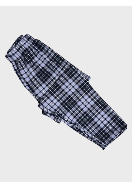 Erkek Çocuk Pamuklu Gri Ekose Kumaş Gömlek Yaka Boydan Düğmeli Mevsimlik Pijama Takımı indirimleri