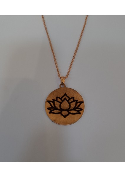 Lotus Çiçek Sembollü Bakır Kolye KLYY0007-1