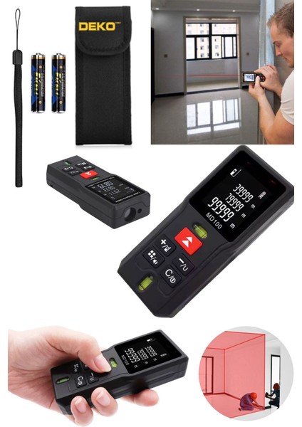 Dijital Göstergeli 60MT Mesafe Ölçüm Yapabilen Çift Terazili Lazermetre Lazer Ölçüm Mesafe Ölçer