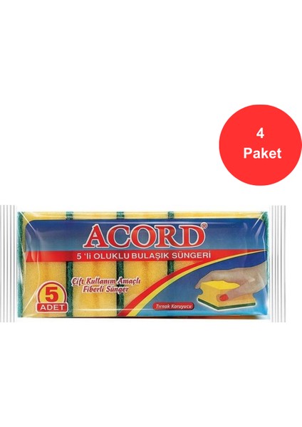 5'li Oluklu Bulaşık Süngeri 4 Paket