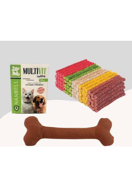 Ödül Çubuğu 500gr + Multivitamin + Yumuşak Oyuncak Kahverengi