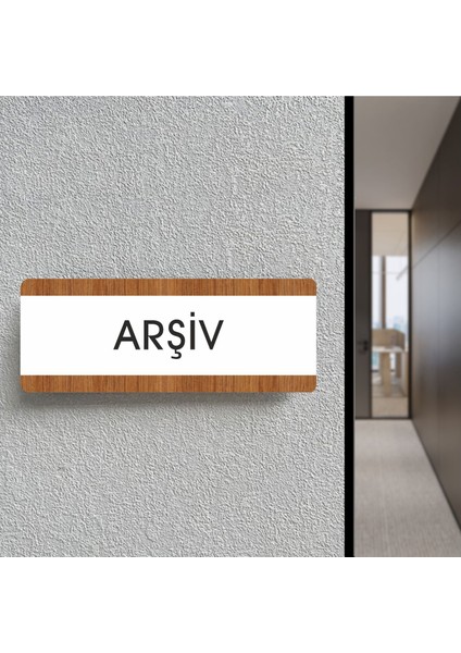 Arşiv 1 Ofis Departman Kapı İsimliği, Yönlendirme Levhası 26X10 cm Beyaz-Ceviz fiyatları
