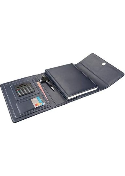 4512 Ajanda Tarihsiz Çizgili 17 x 24 cm Ajanda/defter Hesap Makineli Suni Deri Organizer, Lacivert