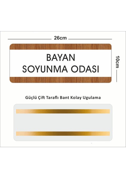 Bayan Soyunma Odası Ofis Departman Kapı İsimliği, Yönlendirme Levhası 26X10 cm Beyaz-Ceviz fiyatları