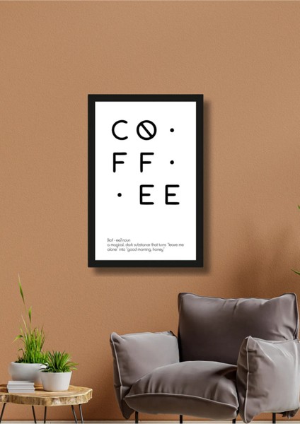 Siyah Çerçeve Görünümlü Coffee Duvar Dekoru - Kahve Köşesi Mutfak Konsepti Için 20 x 30 cm Tablo