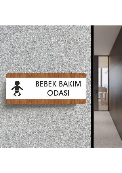 Bebek Bakım Odası Ofis Departman Kapı İsimliği, Yönlendirme Levhası 26X10 cm Beyaz-Ceviz fiyatları