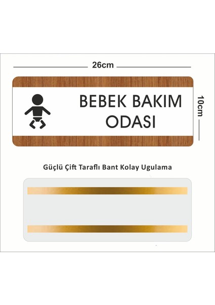 Bebek Bakım Odası Ofis Departman Kapı İsimliği, Yönlendirme Levhası 26X10 cm Beyaz-Ceviz modelleri
