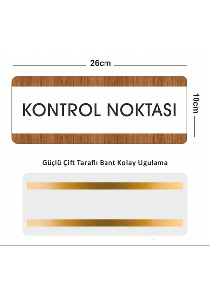 Kontrol Noktası Ofis Departman Kapı İsimliği, Yönlendirme Levhası 26X10 cm Beyaz-Ceviz
